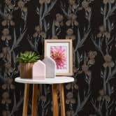 Daniel Hechter Vliestapete Blumentapete floral schwarz, grau, braun 