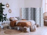 Paravent, Raumteiler freistehend, Trennwand - Vintage Blue Flowers 
