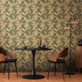 COSMOPOLITAN Tapete Dschungeloptik Petrol Goldbeige - Designer Vliestapete 