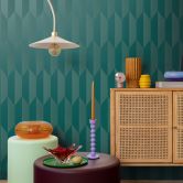 COSMOPOLITAN 3D non-woven wallpaper petrol green design patterned wallpaper with metallic effect 