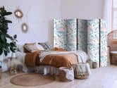 Paravent, Raumteiler freistehend, Trennwand - Fish in Aztec Style in Pastel Color Shades 