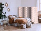 Paravent, Raumteiler freistehend, Trennwand - Pink Blossoming - Warm Floral White 