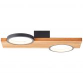 Deckenleuchte Elena, braun, 40x25 cm, Holz LED-Deckenleuchte, dimmbar 