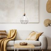 Pendelleuchte Fine, braun, 110 x 25 cm, Holz Pendellampe 