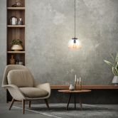 Pendelleuchte Junis, braun, 176 x 25 cm, Glas Pendelleuchte 