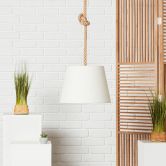 Pendelleuchte Milan, braun, 130 x 35 cm, Textil Pendelleuchte 