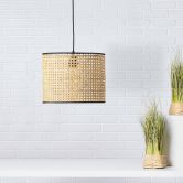 Pendelleuchte Toni, beige, 174 x 30 cm, Rattan Pendellampe, dimmbar 