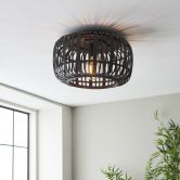 Deckenleuchte Willi, braun, 22,9 x 40 cm, Bambus Innenleuchte 