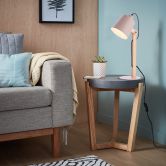 Tischleuchte Paul, rosa, 44 x 16 cm, Holz Tischlampe 