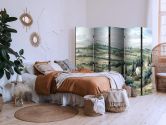 Paravent, Raumteiler freistehend, Trennwand - Landscape with Green Fields and Trees - Tuscan Sunny View 