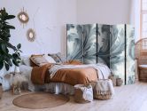 Paravent, Raumteiler freistehend, Trennwand - Stone Baroque Ornaments in Light Shades of Gray and Blue 