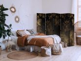 Paravent, Raumteiler freistehend, Trennwand - Baroque Ornaments in Patinated Gold and Bronze - Retro Motif 