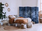 Paravent, Raumteiler freistehend, Trennwand - Ornament in Blue and Cool Colors. Dark Blue Decoration 