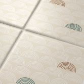 Fliesenaufkleber Boho - Fächer creme rotbraun grün - 12er Set 