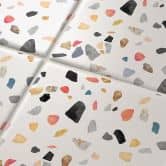 Tegelstickers Fredriksson - Terrazzo Bont, set van 12 vierkante tegel stickers 