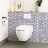 Fliesenaufkleber Geometrische Bögen mit floralem Muster in blau - 12er Set 