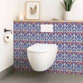Fliesenaufkleber Orientalischer Blumenkranz - Blau - 12er Set 