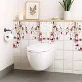 Stickers pour carrelage Fleurs rouges - Set de 12 