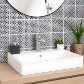 Fliesenaufkleber Geometrisches Muster mit Blumen - Treechild - 12er Set 