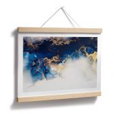 Poster Marbre abstrait avec effet bleu et or 