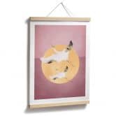 Poster Weiß-goldene Kraniche am pinken Himmel - Aureous 