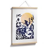 Poster Goed Blauw - Linolschnitt Kranich 