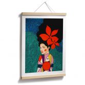 Poster Frau mit roten Blumen im Haar - Hülya 