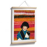 Poster Frau vor der bunten Retro-Tapete - Hülya 
