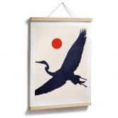 Poster Kubistika - Kranich mit roter Sonne 