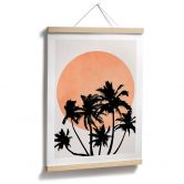 Poster Palmen vor der orangen Sonne - Kubistika 