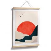 Poster Sonnenaufgang in der Landschaft mit Tauben - Kubistika 