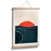Poster Sonnenuntergang am Meer mit Tauben - Kubistika 