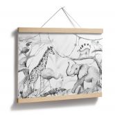Poster Kvilis - Tierfreunde im Dschungel - schwarz-weiß 