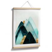 Poster Abstrakte Berge in Gold und Blau - SpaceFrog Designs 