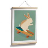 Poster Treechild - Niedlicher Hase auf einem Skateboard 