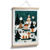 Poster Weihnachten - Winterlandschaft bei Nacht - Treechild 