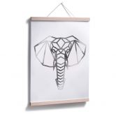 Poster - Origami Elefantenkopf - Silber-Optik 