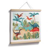 Kinderposter Farbenfrohe Dinosaurier im Urzeitwald - Bonne Müller - Quadratisch 