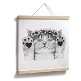 Poster Süße Katze mit Herz-Pfoten - Korenkova - Quadratisch 