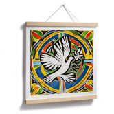 Poster Bunte Friedenstaube - Inspiriert von Matisse - Zamart - Quadratisch 