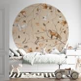 Children's room Wall Mural Playful forest animals on branches - Kikki Belle - Round - Self-adhesive/non-woven 