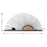 Wandregal Hängeregal Sonnenaufgang - Aus Holz und Metall - 58x28x9 cm 