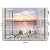 Fototapete Fensterblick Sonnenuntergang Steg Landschaft 