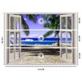 Fototapete Fenster mit Blick auf einen tropischen Strand 