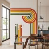 Muursticker retro halve boog | regenboog kleuren 