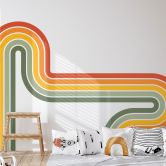 Wandtattoo Retro Streifen Form Set (3-teilig) | Regenbogenfarben 