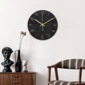 Moderne wandklok van glas in zwart marmerlook Ø30 cm 