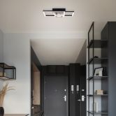 Deckenleuchte Chloe, schwarz, 40 x 40 cm, Metall LED-Deckenleuchte, dimmbar 