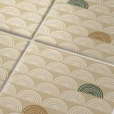 Fliesenaufkleber Boho - Fächer sand rotbraun grün - 12er Set 