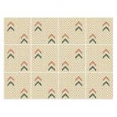 Fliesenaufkleber Boho - Fischgrätenmuster sand rotbraun grün - 12er Set 